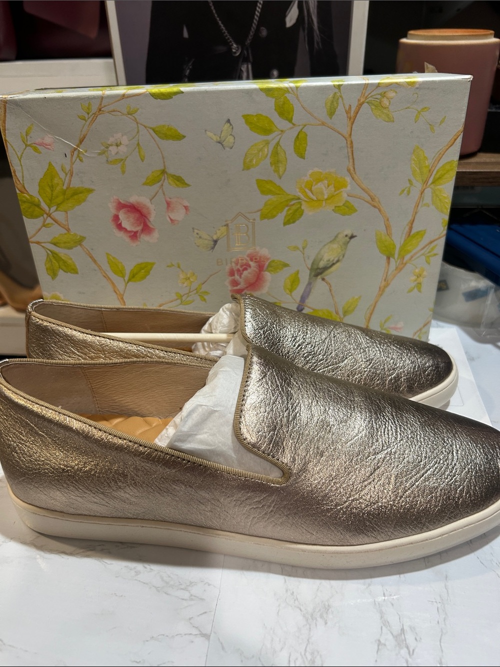 Birdies Metallic Slip-On Women’s Sneakers - Gold